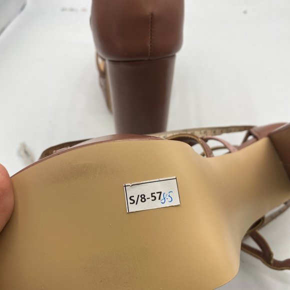 A XYD Brown Strappy Platform Club Open Toe Dress Chunky High Heel Sandals - Picture 7 of 11